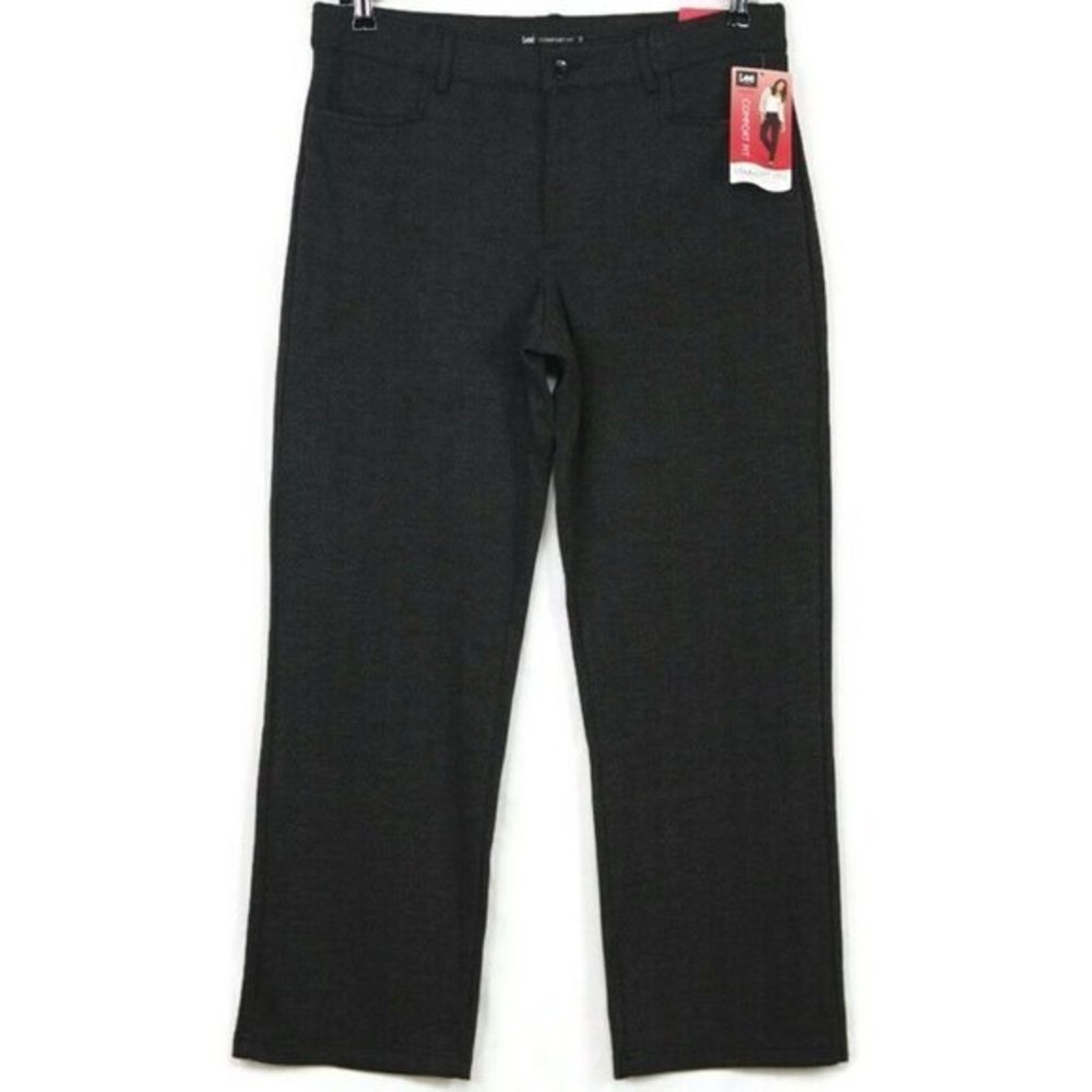 Lee Comfort Fit Pants Straight Gray Knit Stretch 16 Short 16 x 30